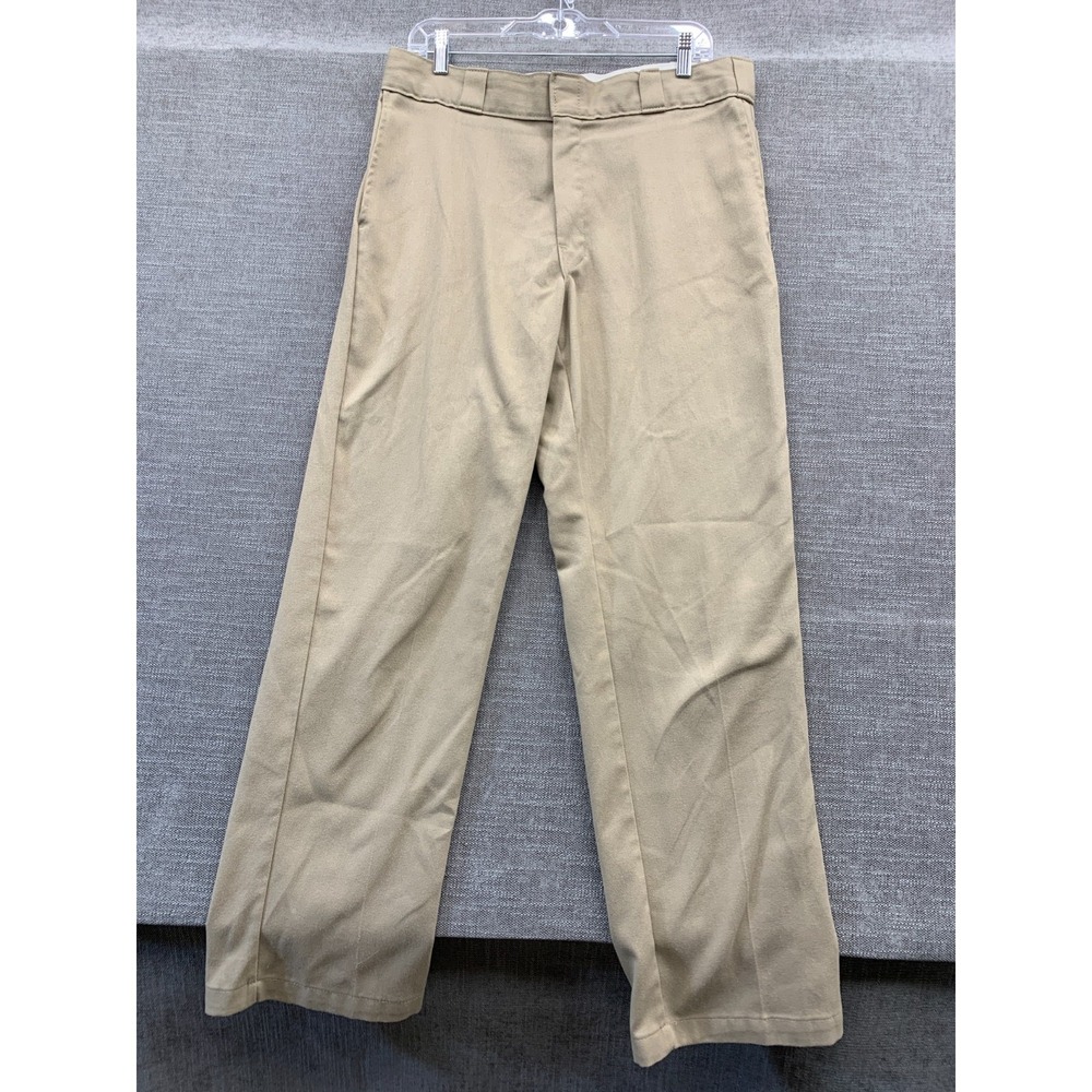 Dickies 874 Flex Original Fit Pants Mens 34x32 Beige Cotton Flat Front Workwear